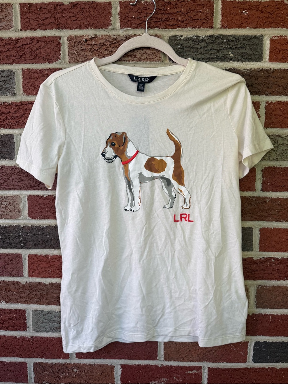 New with Tags Lauren Ralph Lauren White Dog Graphic Tee - LRL (women’s small)
